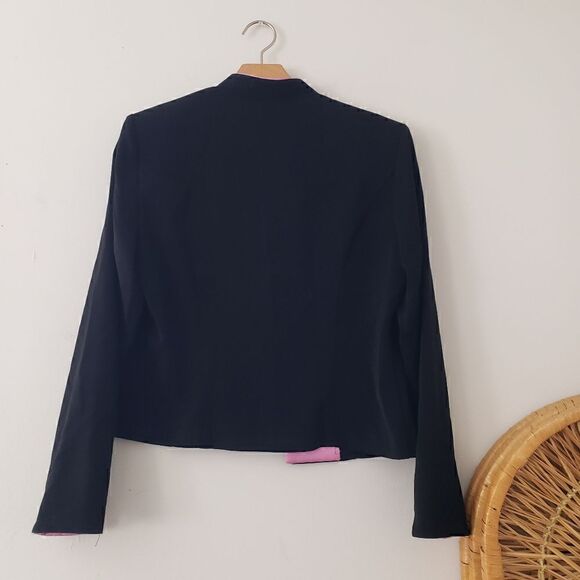 Vintage Positive Attitude Blazer Black Pink Lining 8 - Picture 2 of 4